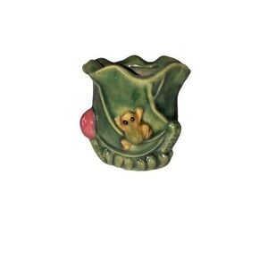 Vintage Frog Mushroom Planter Decoware AAA Imports Ceramic Vase Florida USA '70s